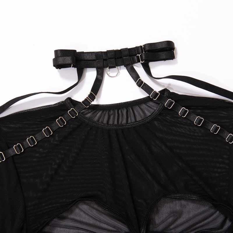 Mesh See-through Sexy Lingerie Set Neck Ring Details