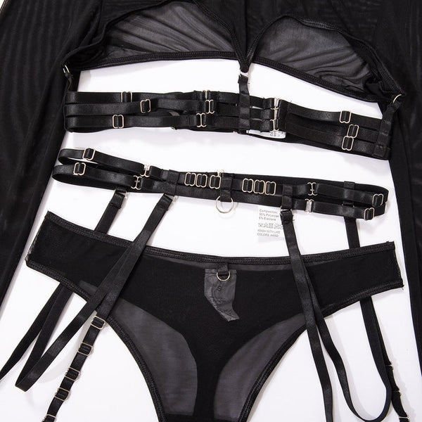 Mesh See-through Sexy Lingerie Set Waist Details